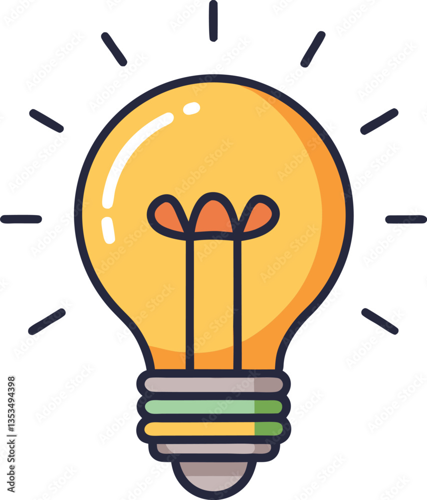 Vector illustration of glowing light bulb, A vector illustration of a glowing light bulb with a yellow filament, symbolizing brightness, energy, and illumination in a simple design.
Vector illustration of glowing light bulb, A vector illustration of a glowing light bulb with a yellow filament, symbolizing brightness, energy, and illumination in a simple design.
