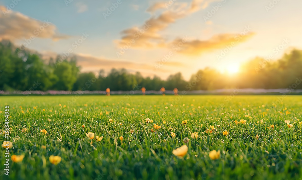 Fototapeta premium Players Running Drills During Football Practice on Sunlit Field