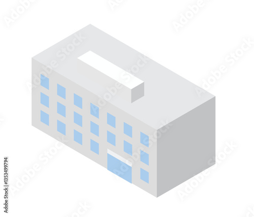 ビル・会社・病院などの建物のイメージの3Dイラスト