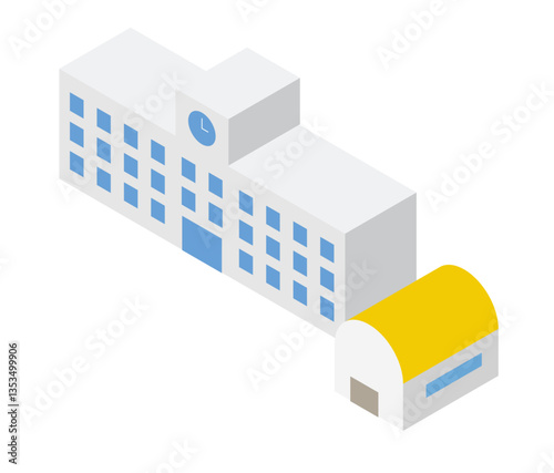 学校の校舎のイメージの3Dイラスト