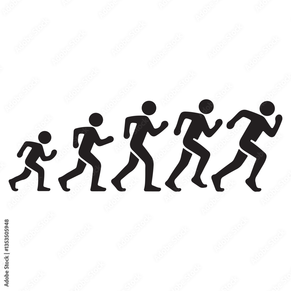 Standing, Walking, and Running Icons Standing, Walking, and Running Icons