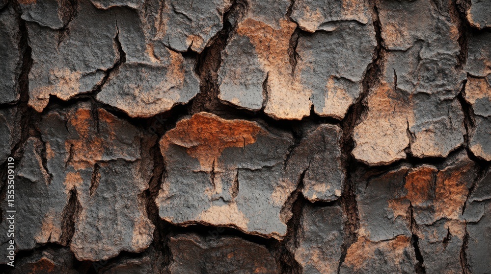 Textured bark with deep cracks and crevices Textured bark with deep cracks and crevices