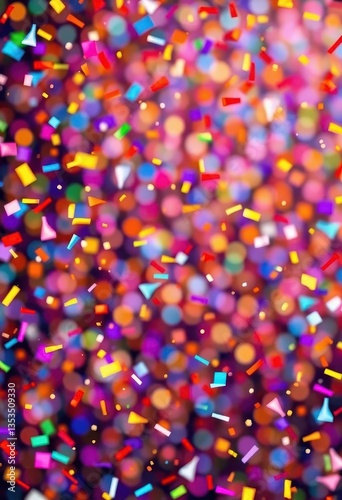 Colorful confetti bursts across a vibrant background, joyful, confetti, element