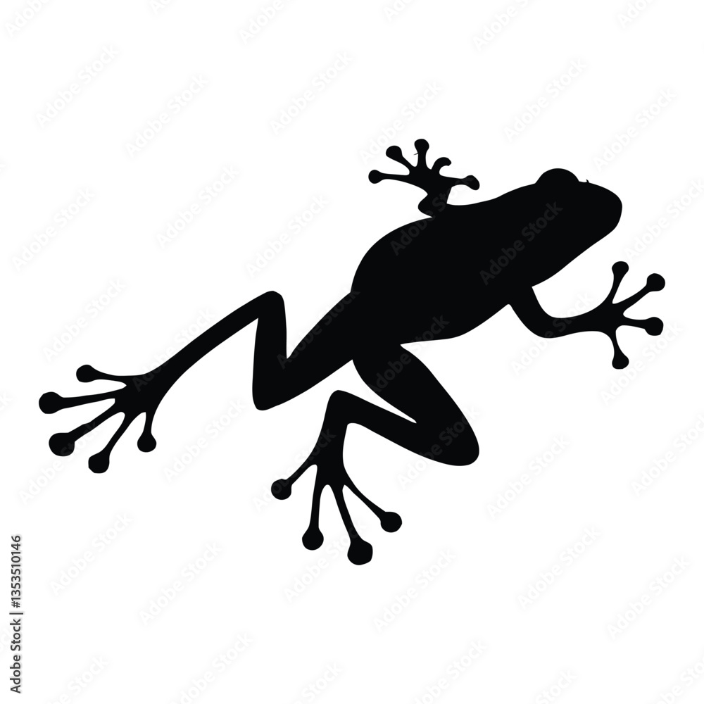Frog Silhouette, Vector, Icon, Logo, White Background. Frog Silhouette, Vector, Icon, Logo, White Background.