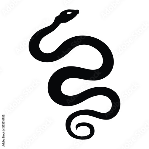 Snake Silhouette, Vector, Icon, Logo, White Background.
