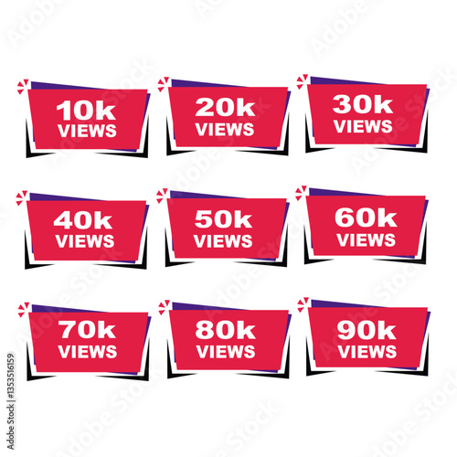 Download this Views Celebration Thumbnail Banner Set 10k To 90k, Ten Thousand Views, 10k Views, 50k View background or vector2