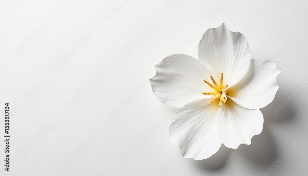 Obraz premium Close-up of intricate white paper flower isolated on plain white backdrop for minimalist decor, decor, minimalist, isolated