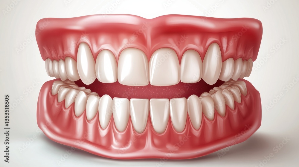 Realistic 3D Representation of Human Teeth and Gums Displaying Healthy, White Teeth for Dental Education and Healthcare Imagery in Professional Settings Realistic 3D Representation of Human Teeth and Gums Displaying Healthy, White Teeth for Dental Education and Healthcare Imagery in Professional Settings