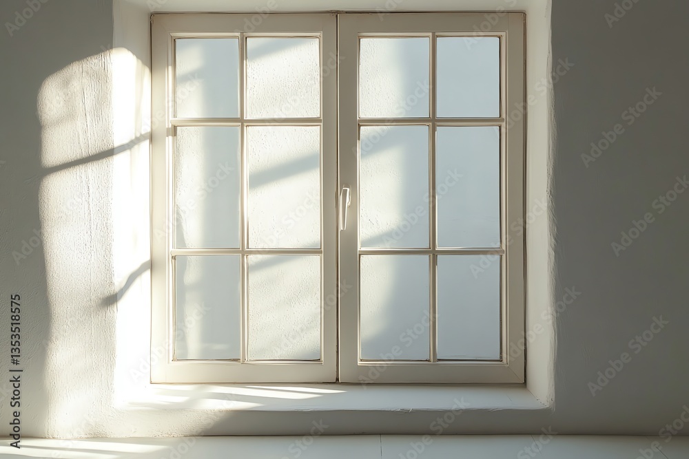 Fototapeta premium Sunlit Window: A Serene Minimalist Paned Window Scene