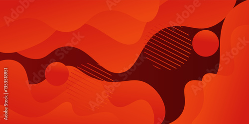 Abstract dark orange gradient 3D background. Simple wave shadow with circle pattern design. Vector Eps10