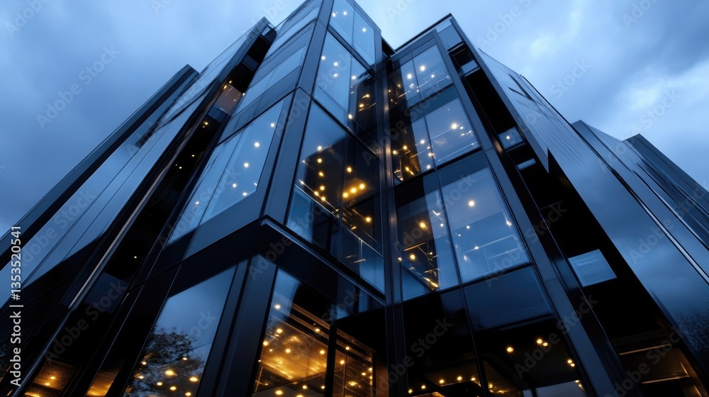 Fototapeta premium Modern office building, low angle