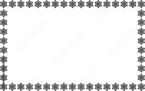 Frame with snowflakes. Winter. Christmas. Line drawing. Black. Vector illustration.	