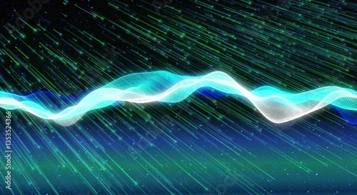 ブルーカラー系のウェーブ素材：銀河系デジタルウェーブモーション背景動画