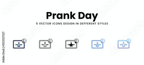 Prank Day vector icons set stock illustration