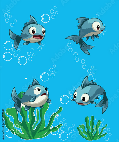 Catfish illustration in the sea
