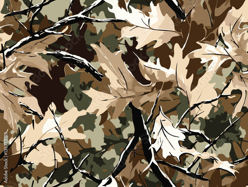 Hunting camouflage seamless pattern design. Hunting camouflage with tree for hunting and military. Vector hunting camo background