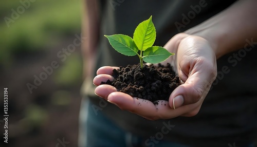 young plant in hands