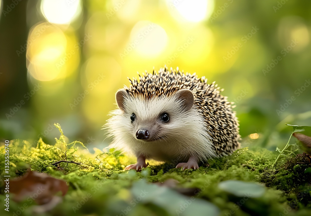 Adorable Hedgehog Exploring a Lush Forest Setting with Motion Blur Adorable Hedgehog Exploring a Lush Forest Setting with Motion Blur