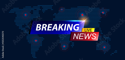Vector illustration breaking news background blue