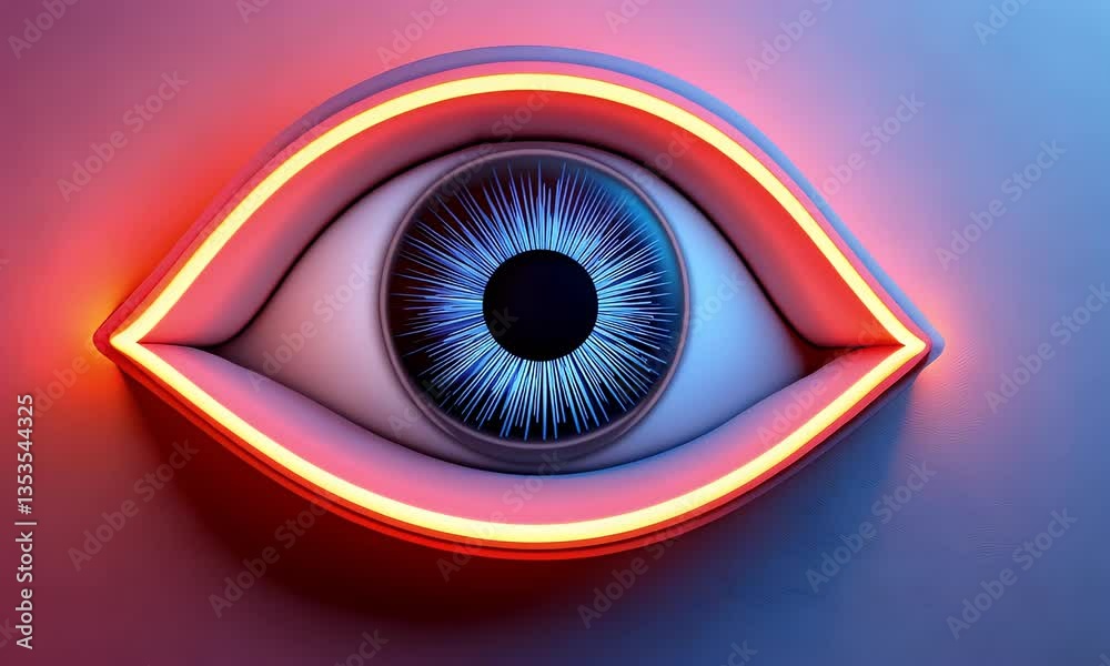 3D eye with neon light