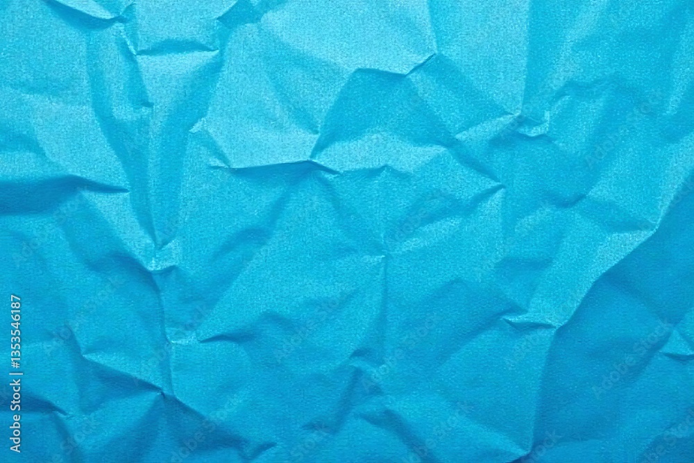 Obraz premium Close up of wrinkled blue paper creating a textured background, copy space, empty, close-up