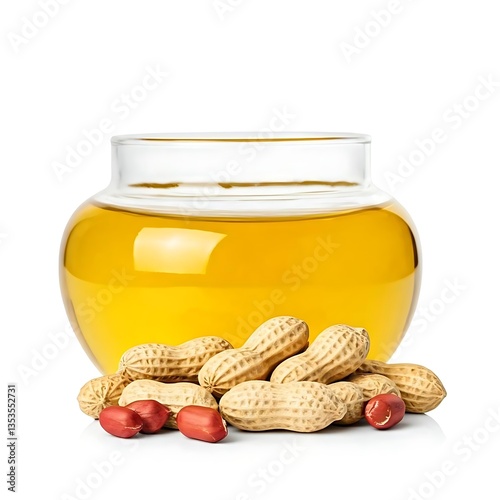 peanuts oil white background.