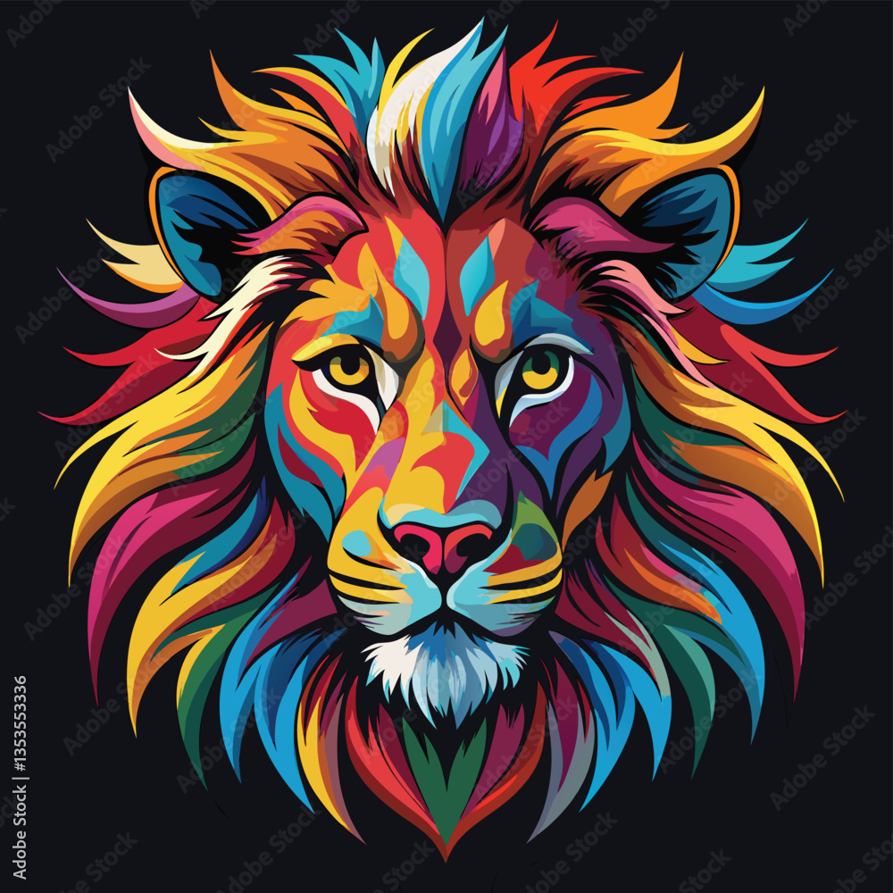 a colorful lion with a white background and a white background. generative ai a colorful lion with a white background and a white background. generative ai