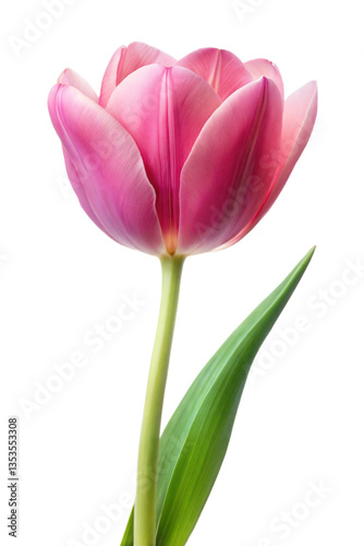 Pink tulip isolated on transparent background. Png