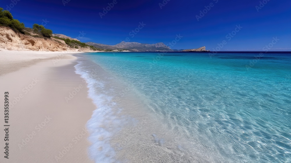 Obraz premium Pristine beach, turquoise water, sunny day (1)