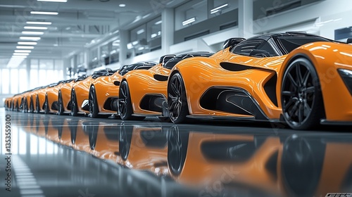 High-tech sports cars in a modern factory