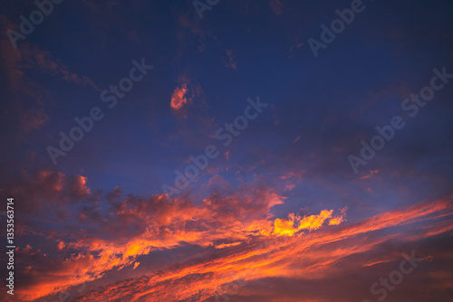Photos Stunning dramatic sunset sky with purple clouds and pink and red firmament textu