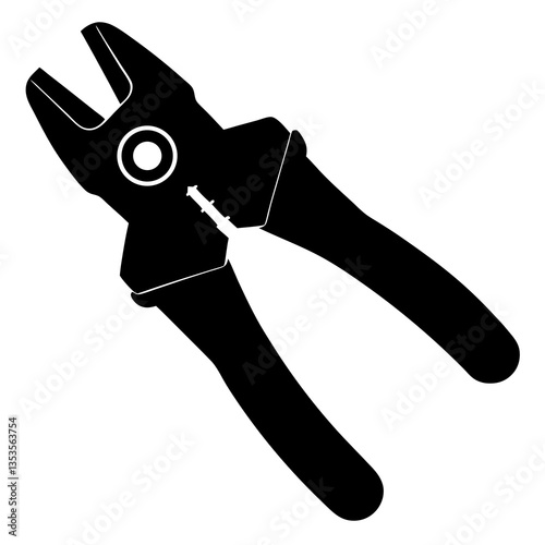 Diagonal cutting pliers silhouette vector illustration