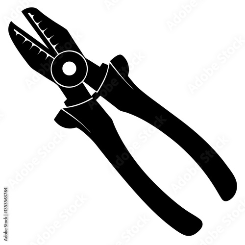Diagonal cutting pliers silhouette vector illustration