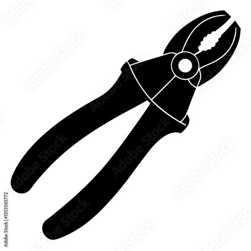 Diagonal cutting pliers silhouette vector illustration