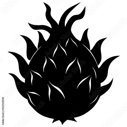 Dragon fruit silhouette vector illustration