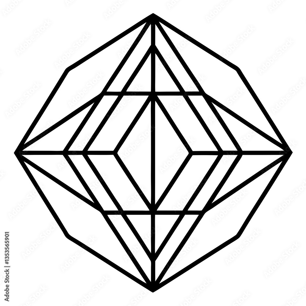Fototapeta premium Geometric shape and futuristic line art vector illustration 