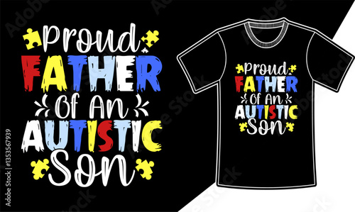 Dad's autism typography t-shirt design
