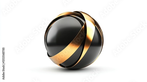 Elegant Black and Gold boll  with Swirling Design isolated on white background
