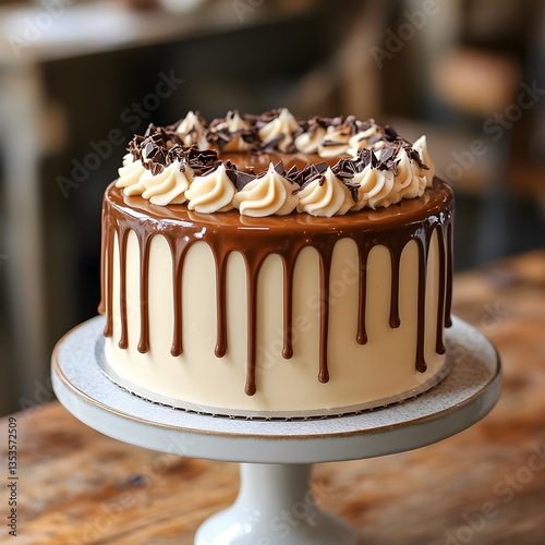 Chocolate or Caramel Ganache Dripping Over Cake Edges for a Rich and Indulgent Look.