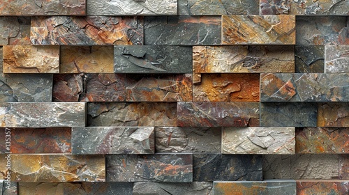 image of a beautiful brick wall with colorful stones  HD 8K wallpaper Photographic Image