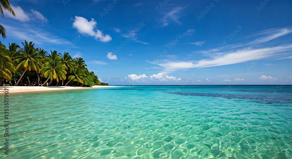 Fototapeta premium Tropical beach with palm trees.