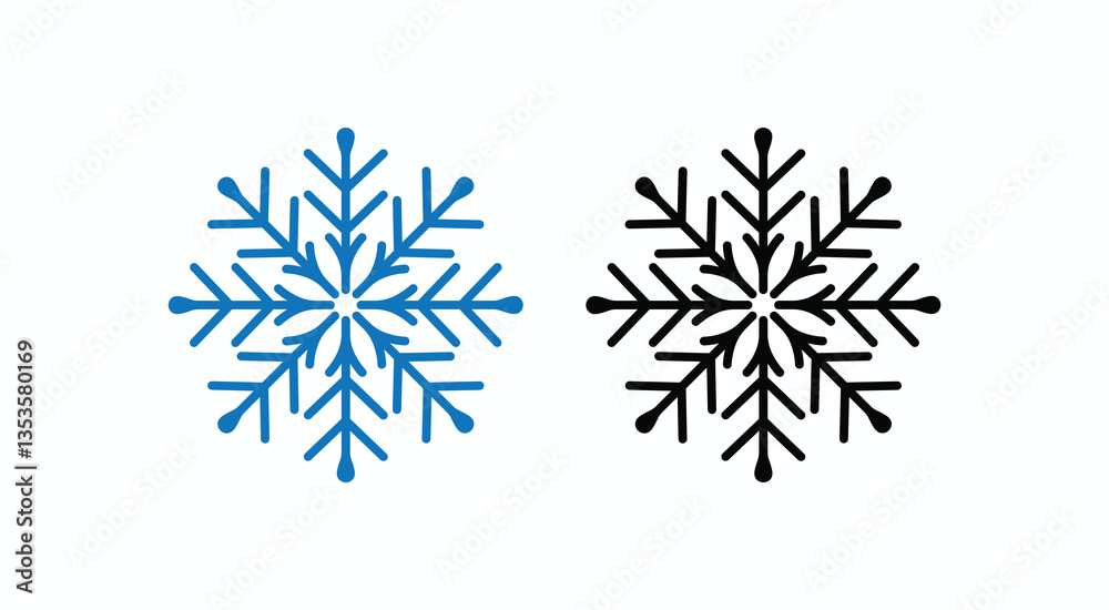 Minimalist Snowflake Icon Set in Blue and Black for Winter Holiday Decorations and Seasonal Designs Minimalist Snowflake Icon Set in Blue and Black for Winter Holiday Decorations and Seasonal Designs