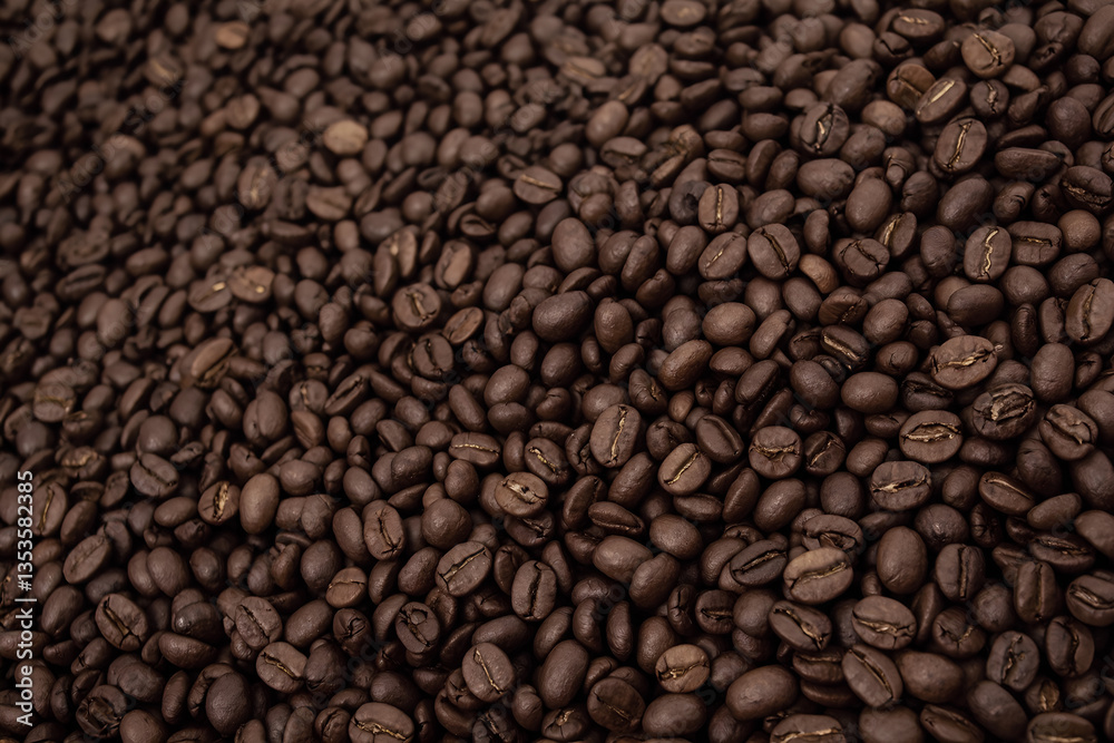Fototapeta premium roasted coffee beans background, 3d render, realistic