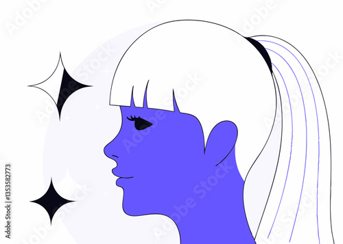 A cute girl abstract vector flat illustraiton