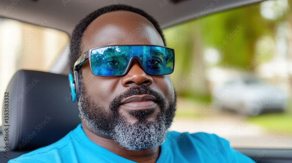 Man wearing sunglasses with a confident expression, capturing a stylish and relaxed vibe in a bright outdoor setting Man wearing sunglasses with a confident expression, capturing a stylish and relaxed vibe in a bright outdoor setting