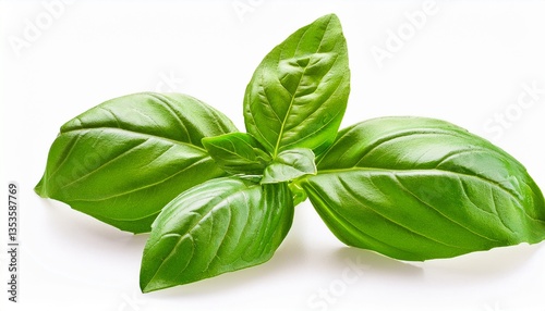 фотографія seasoning herb fresh leaves basil isolated on transperent background