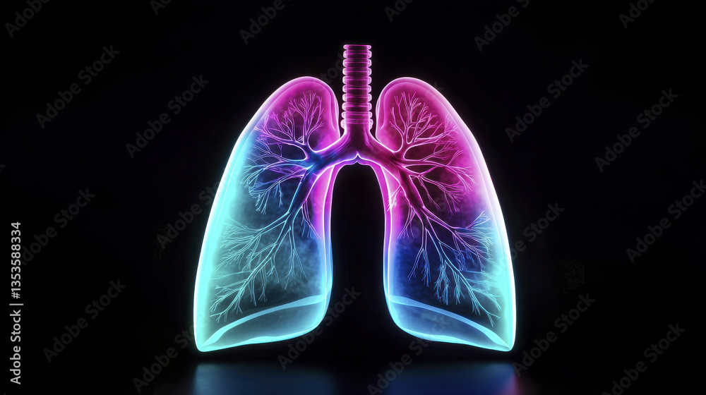 X ray image of lungs showcasing intricate details, vibrant colors, and striking visual representation of respiratory anatomy X ray image of lungs showcasing intricate details, vibrant colors, and striking visual representation of respiratory anatomy