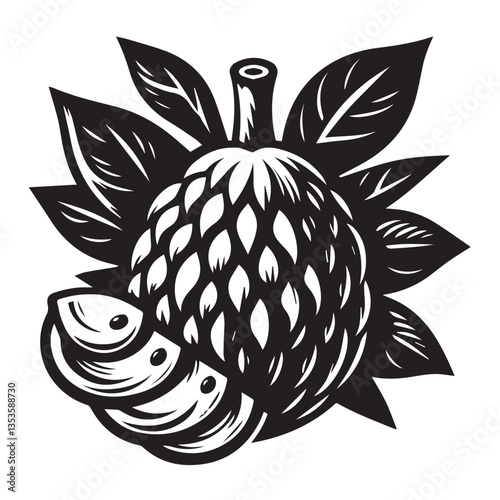 Jackfruit silhouette black and white vector icon