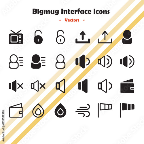 A set of interface icons featuring various tools and symbols.
