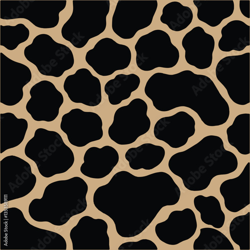 Dalmatian seamless pattern, animal print with skin spot texture. Absract shapes design dog or cow black spots on white background for fibres and textile. Simple endless leather backdrop. 